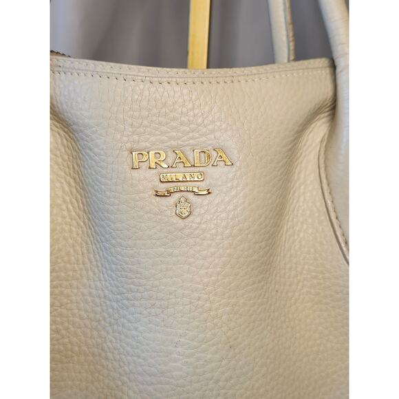 Prada Vitello Daino Tote White Cream Leather with Crossbody Strap Work Bag - Picture 5 of 16